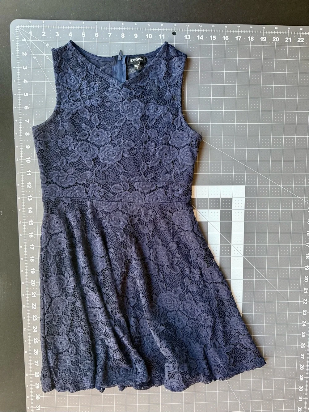 Zunie Navy Lace Dress * Girls Size 10 * Sleeveless * Fully Lined